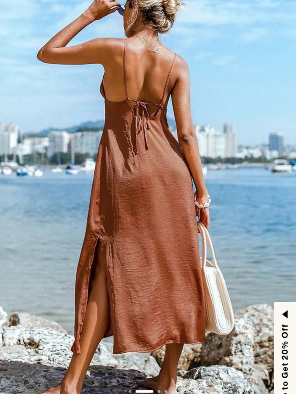 Cupshe - Caramel Slip Dress - Picture 2 of 4